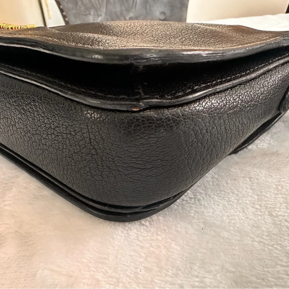 Miu Miu Black Leather Crossbody Bag with Gold Logo